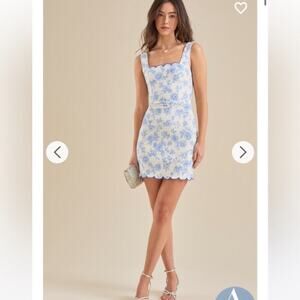 Altar’d state Kaylee blue floral mini dress XS excellent condition dressy